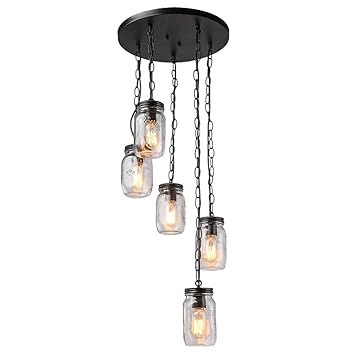 Amazon Com Hn Lighting Industrial Wind Pendant Light Spiral Glass