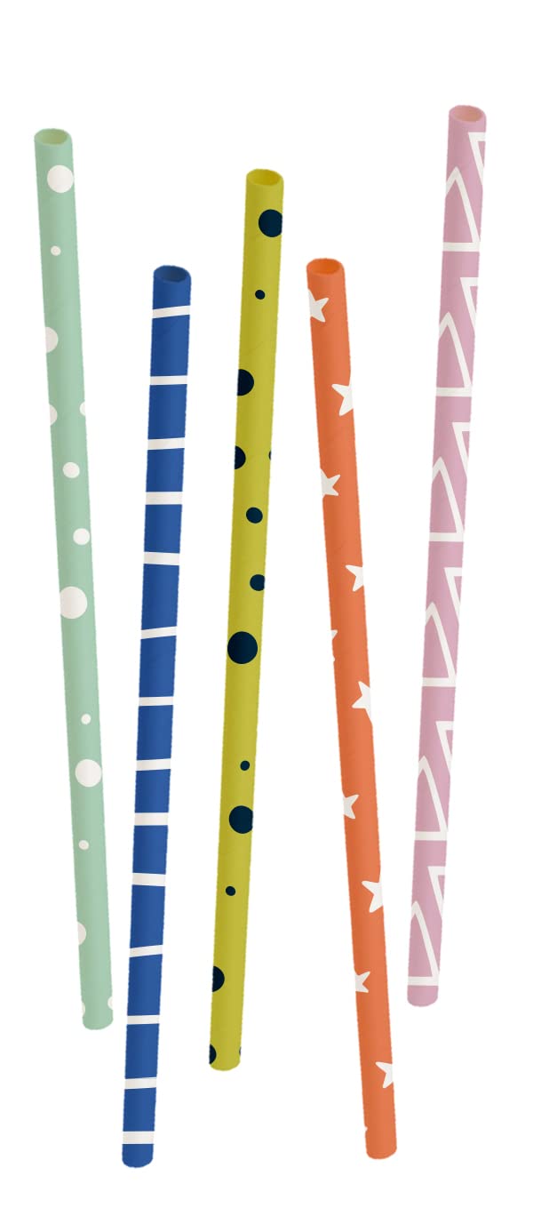 Folat 62839 Paper Straws FSC 20 cm Pack of 20 Multi-Coloured