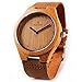 SHANGDONGPU Women Bamboo Wooden Watch,Women Watch with Genuine Leather band and Japan Quartz Movement, Fashion design