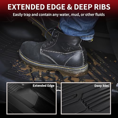 LASFIT 3D Floor Mats for Ford F-150 2015-2025 2026 | F150 Lightning 2022-2026 SuperCrew (Without Fold Flat Storage), Premium TPE All Weather Truck Liners for F150 Accessories, Non-Silp Heavy-Duty Mats