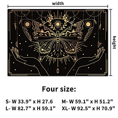 Tapestry for Bedroom, Trippy Butterfly Tapestry Black and Golden Tapestry Aesthetic Tapestry Wall Hanging Decor for Room (M- W59.1\