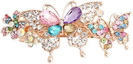 GSM Accessories Womens Rhinestone Mother Daughter Butterflies Large Size Alloy Hair Clips Barrettes HC205-Multicolor