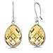 Gem Stone King 14.00 Cttw Citrine Quartz Teardrop Dangle Earrings For Women | 925 Sterling Silver | Gemstone Birthstone | Pear Shape 16X12MM
