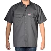 Ben Davis Men's Short Sleeve Solid Button-Up Shirt with 2 Front Pockets (3X-Large, Charcoal)