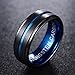 PINONLY Black Tungsten Carbide Ring for Men 8mm Wedding Band-Matte Finish-Blue Grooved-Rounded Smooth Interior Comfort Fit-Thick and Heavy