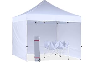 HLong Canopy Tent 10x10 Pop Up Outdoor Heavy Duty Commercial Instant Sun Shelter with 4 Removable Sidewalls, White