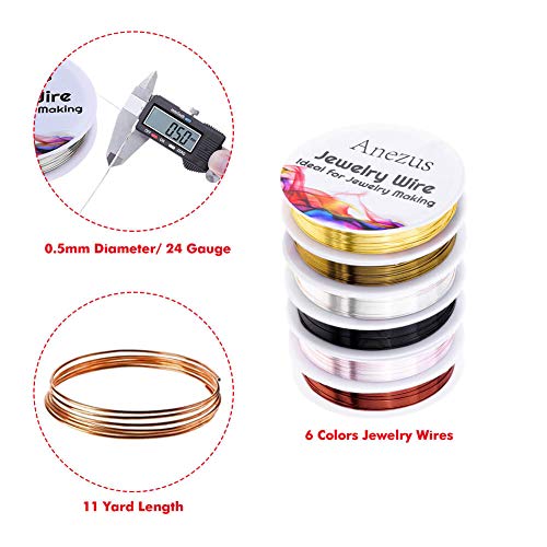 image for Jewelry Wire, Anezus Jewelry Making Tools Kit with 6 Rolls 24 Gauge Be