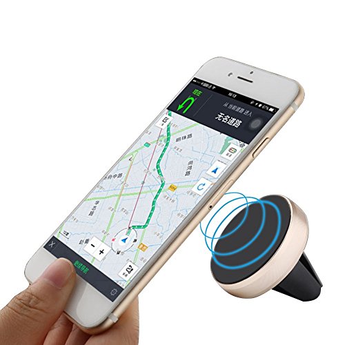 RG [Air Vent Cell Phone Holder] Magnetic Car Mount Smart Device Holder Stander Supporter For Iphone 7/6/6S Smartphone/GPS/Mini Tablets Cellphone Support 360 Degree Adjust,Gold