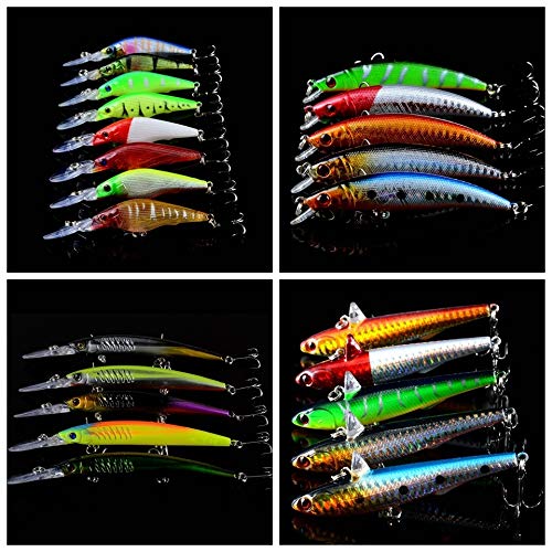 L-MEIQUN, 67pcs Angelköder Set Mixed 10 Varisized Modelle Fischköder Artificial Qualität Poressional Bass Wobbler… – Bild 4