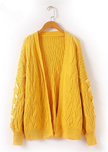 Chen Lai Cardigans Female Casual Loose Sweater Poncho Open Stitch Oversized Unif Yellow One Size