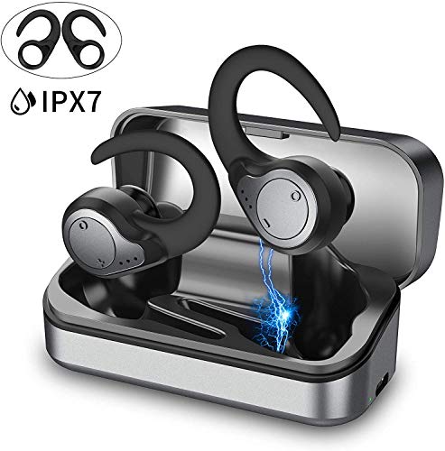 Wireless Earbuds, Bluetooth 5.0 Wireless Headphones [Type-C Quick Charge] IPX7 Waterproof TWS Stereo HiFi Sound Bluetooth Earbuds, 40H Playtime Bluetooth Earbuds with Single/Twin Mode (Black)