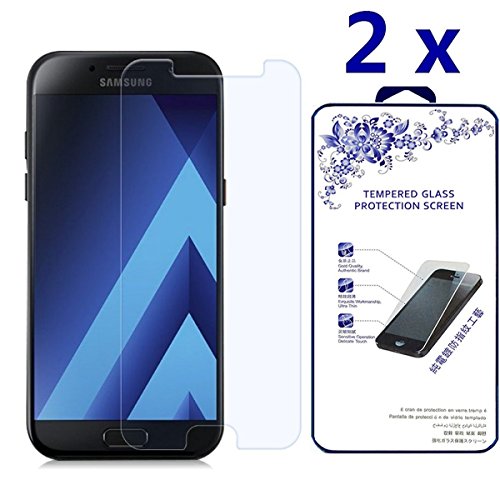 [2-Pack] Nacodex for Samsung Galaxy A7 (2017) [Will Not for 2016 Version] [Tempered Glass] Screen Protector [0.3mm Ultra Thin 9H Hardness 2.5D Round Edge]