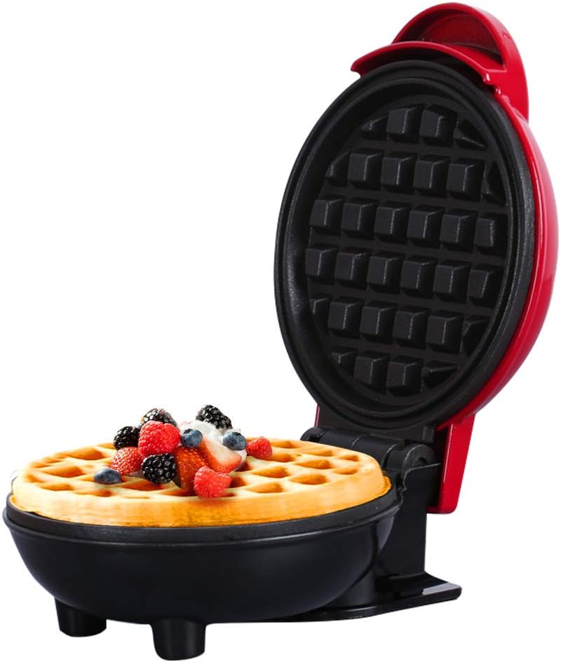 htovila Mini Waffle Maker, Breakfast Machine 350W UK Plug Non Stick Easy Clean, for Individual Waffles, Paninis, on The Go Breakfast or Snacks