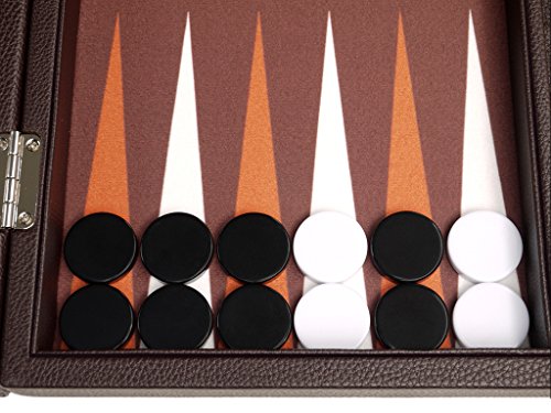 13-inch Premium Backgammon Set - Travel Size - Dark Brown Board