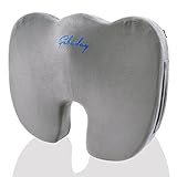 Coccyx Orthopedic Memory Foam Seat Cushion for Office Chair, Car, Wheel Chair and Bleachers, with Handle Anti-Slip Bottom. Relief from Back, Sciatica, Tailbone and Hemorrhoids Pain(Gray)