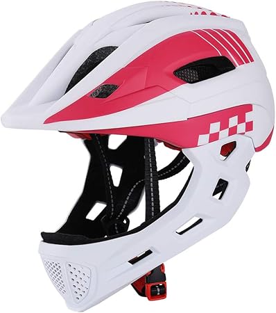 Hihey Casco Para Ninos Casco Para Ninos Con Mentonera Casco Para Bicicleta Para Ninas Y Ninos De 2 A 10 Anos Se Adapta A La Cabeza 52 56 Blanco Rojo Amazon Es Hogar