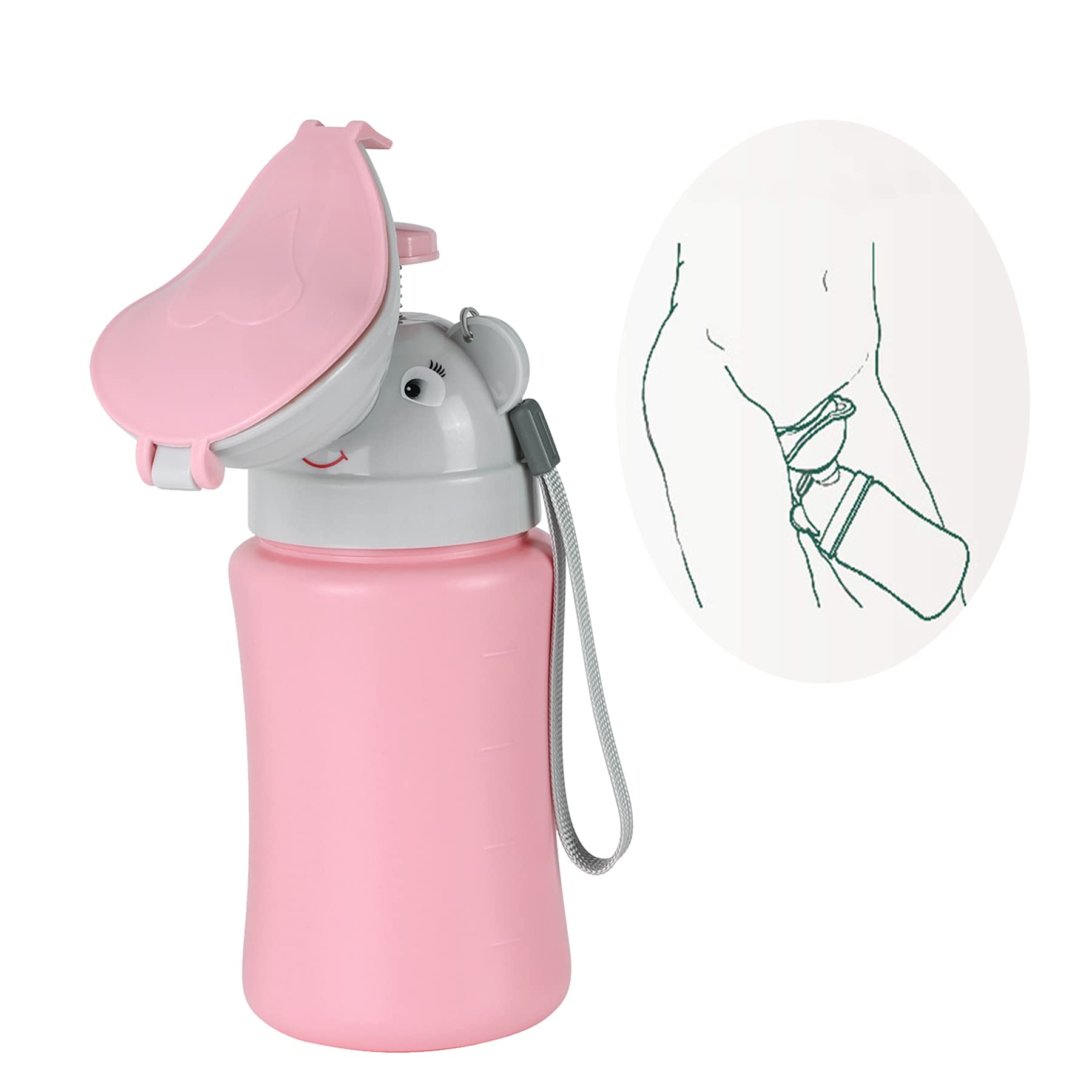 XINCHIA Portable Child Kids Travel Potty Cute Boys Girls Hygienic Leak Proof Emergency Urinal Toilet Toddler Pee Training Bottle Urination Container Cup for Automobile Travel Outdoor Camping