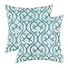Pack of 2 CaliTime Cushion Covers Throw Pillow Cases Shells for Home Sofa Couch, Vintage Scrolled Floral Geometric, 18 X 18 Inches, Teal
