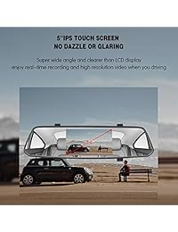 Cámara de copia de seguridad CHICOM Cámara de espejo de 5 "con pantalla táctil, cámara de visión trasera HD 1080P frontal, sensor G, monitor de reversa, grabación de bucle
