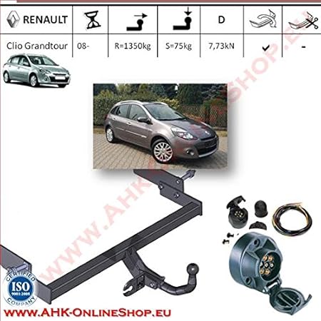 Anhangerkupplung Mit Kabelbaum 7 Pin Renault Clio Iii Grandtour 2008 Break Haken Schwanenhals Zerlegbar Mit Werkzeug Amazon De Auto