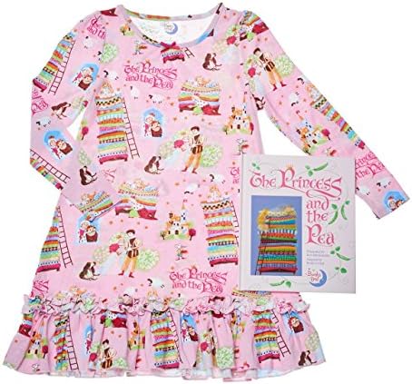 BOOKS TO BED - Girl's Princess and the Pea Nightgowns PJ and Book Set - Pink - 6X to 7