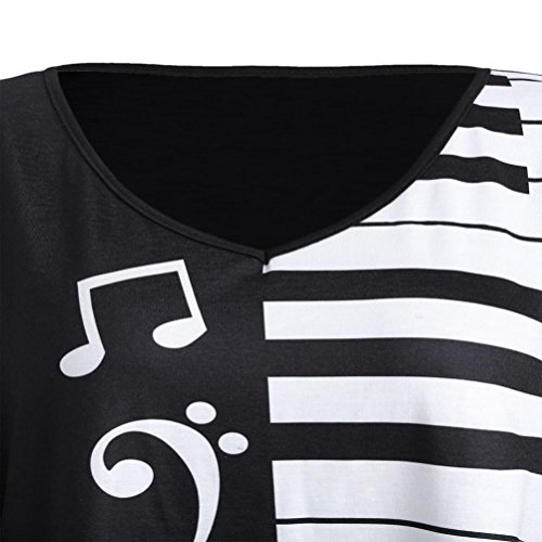 Outsta Hot Sale Women Blouse Musical Notes & Piano Keyboard Print Tops Casual Loose Short-Sleeved T-Shirt (XXXL)