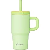 Luxgola Kids 20 oz Tumbler with Handle, Leak-Proof Screw-On Lid with Removable Silicone Straw, Spill Proof, Reusable Stainless Steel Insulated Water Bottle, Gifts for Boys and Girls, Green