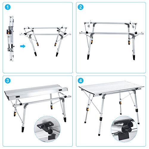 Brace Master Camping Table Folding Portable Aluminum Picnic Table with
