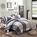 Checkered Duvet cover set blue and brown and white Duvet cover and 2 pillowcases,3 Piece,Full Queen Size
