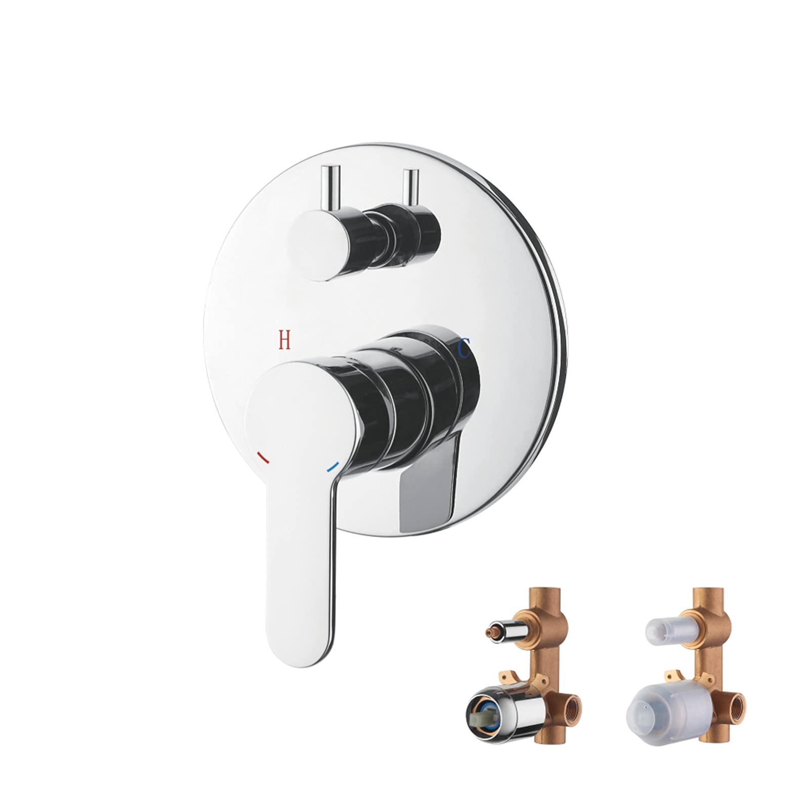 Ibergrif - Single Lever Concealed Bathtub-Shower Mixer Tap with Valve Body, Chrome