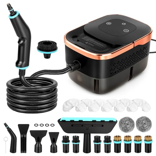 Nettoyeur Vapeur à Main 2500 W – 4 Bars, Chauffe en 15 s, Vapeur à 105°C pour Désinfection, Réservoir 1250 ml, 6 Niveaux de Puissance pour Cuisine, Salle de Bain, Voiture et Carrelag (23 Accessoires)