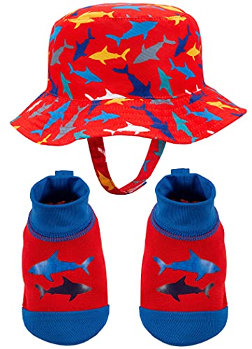 PEAK 2 PEAK Baby Swim Hat and Booties Set, Girls and Boys, Adjustable Velcro Strap - Ages 0-12 Months, Sun Protection UPF 50+