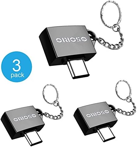 [3 Pack] USB Type C Adapter OSORIO USB C to USB A Adapter Aluminum with Keychain for MacBook Pro, Samsung Galaxy Note 8, S8, S8+, Nintendo Switch, Sony XZ, Nexus 6P 5X, Google Pixel and More (Grey)