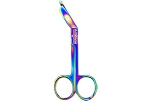 Cynamed Artzone Lister Bandage Scissors - Medical-Grade Stainless Steel Shears - Multi-Colored Rainbow Titanium Finish - Sharp Blades Cut Through Bandages, Dressing, Tape, Gauze, Clothing (3.5 in.)