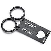MunkiMix Personalized Couples Keychain Set 2 Pcs Heart Puzzle Keyring Matching Keychain Gift for Boyfriend Girlfriend Couple