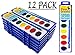 12 Pack - Watercolor Paint Sets for Kids - Quality Wood Brush - Washable - Nontoxic - 8 Vibrant Colors - Closable Lid - School or Party Bulk Pack… (8 Colors, 12 Pack)