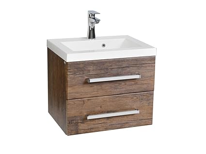 Quentis Waschplatz Genua, Breite 50 cm, 2-teilig, 2 Schubladen, Front und Korpus Holzdekor antik