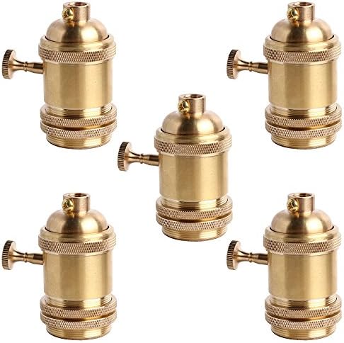 Motent Industrial Solid Brass Retro Knob Light Socket Lamp Holder for Edison E26/ E27 Screw Bulb Base - Copper (5pcs / Lot)