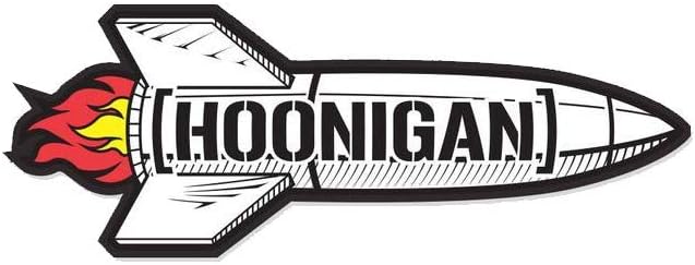Hoonigan Rocket with Bracket Logo Premium Vinyl Sticker | 8” Die Cut Vinyl Decal | Light That Fuse and Show Some Love to Your Bumper, Laptop, Skate Deck, Bike, Helmet, and More.