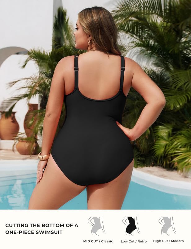 Hanna Nikole Women's Tummy Control Swimsuit Large Sizes Push Up Swimwear One-Piece Shape Swimsuits Elegant Swimwear Crossover Monokinis Adjustable Swimsuit Comfortable Beachwear