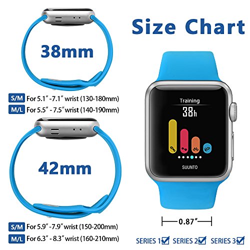 image for iGK Sport Band Compatible for Apple Watch 38mm, Soft Silicone Sport St