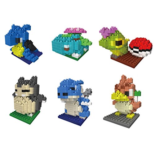6 Boxes Diamond Block Pokemon Miniature Building Blocks Parent-child Games Children's Educational Toys Blastoise, Lapras, Etc