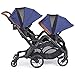 Contours Curve Tandem Double Stroller for Infants, Toddlers or Twins - 360° Turning, Multiple Seating Options, Indigo Blue