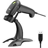 Symcode Barcode Scanner with Stand USB Wired Inventory 2D 1D QR Code Scanner with Automatic Hands-Free Scanning Barcode Reader Scanner for Computer POS MAC