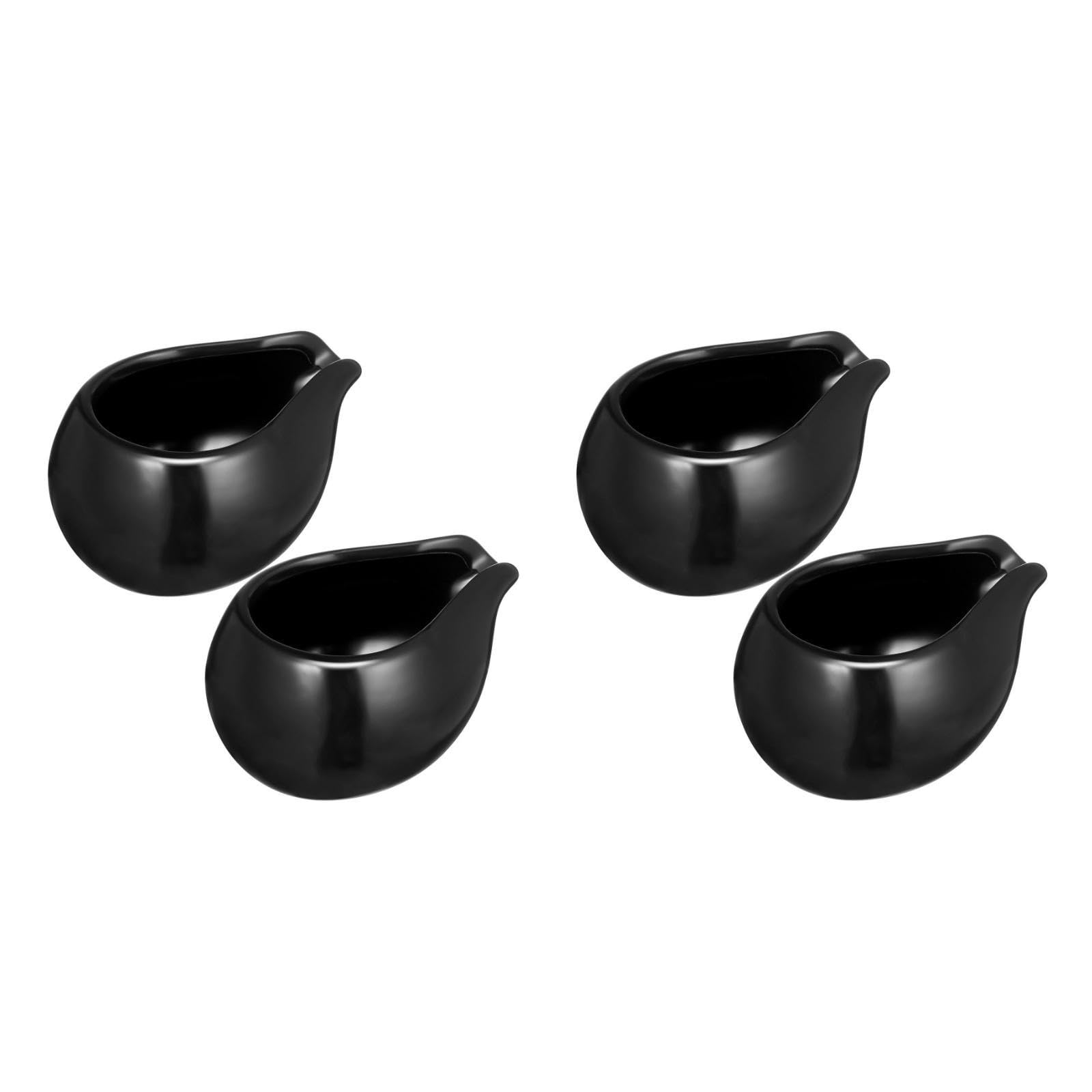 YARNOW Ceramic Milk Jugs Small 3.54In Black Mini Milk Serving Jug Set of 4 Lightweight Portable Household Cups for Tea Coffee Juice and Sauce