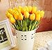 FatColo 10 Pcs/Lot PU Stunning Holland Mini Tulip Flower Real Touch Wedding Flower Artificial Flowers Silk Plants for Room Home Hotel Party Event Decoration Multi-Color (Yellow)