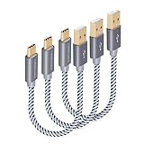 CableCreation Short USB-C Cable, [3-Pack] 0.5 ft Braided Type C Fast Charging Cord, Compatible with Galaxy S9/S9+, Note 8, LG V30, Space Gray [56K Ohm Resistance]