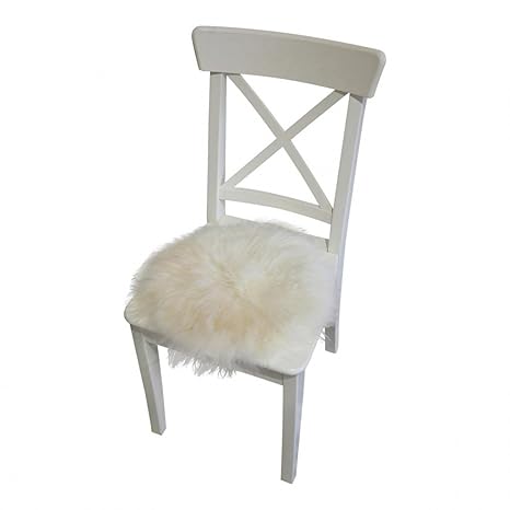 Hollert German Leather Fashion Lammfell - SITZKISSEN/STUHLAUFLAGE 2. Wahl Rund Ø Sitzpolster aus Merino Schaffell Farbe Champ