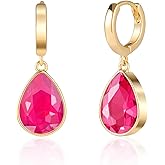 Crystals Teardrop Dangle Drop Earrings, 18K Gold Plated Hoop Earrings Zirconia Jewelry for Women Gifts