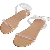 Verdusa Women's Clear Strap Flat Sandals Open Toe Sandals with Ankle Strap